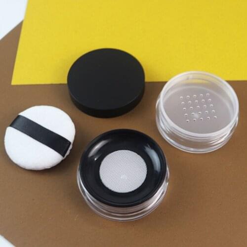 100pcs 10g Empty Makeup Powder Container with Puff Plastic Cosmetic Jars Refillable Powder Bottle Box with Sifter and Lid