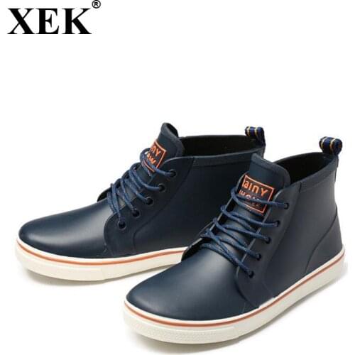 XEK 2018 Rainboots Slip Water Shoes Fishing Boots Short Rubber Rain Boots Man Bot Garden Boots Men Lovers Shoes Wyq160