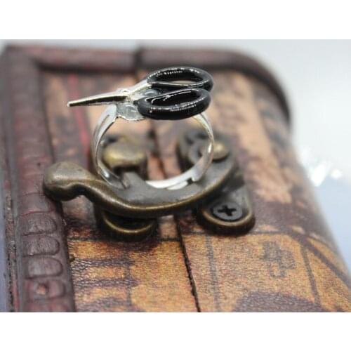 Cute Scissors Opening Adjustable Ring Funny Womens Fashion Accessories Creative DIY Halloween Rings Birthday Gift