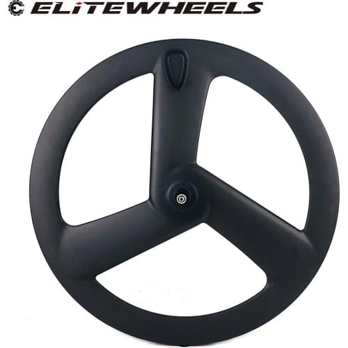 ELITEWHEELS Carbon Fiber Tri Spoke Wheel Crabon 700C Tri Wheelset Clincher Tubular For Track Triathlon Time Trial BIke Wheels