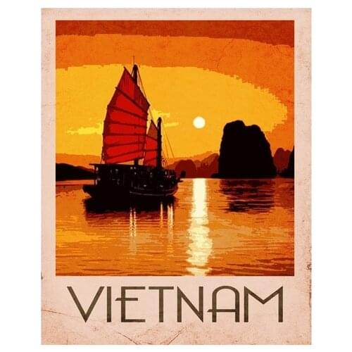Vintage Style Vietnam Travel Metal Tin Sign Wall Plaque Custom Tin Sign Art