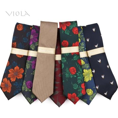 Vintage Floral Feather Jacquard 7cm Necktie Khaki Dog Cartoon Polyester Blue Men Party Wedding Suit Male Cravat Gift Accessory