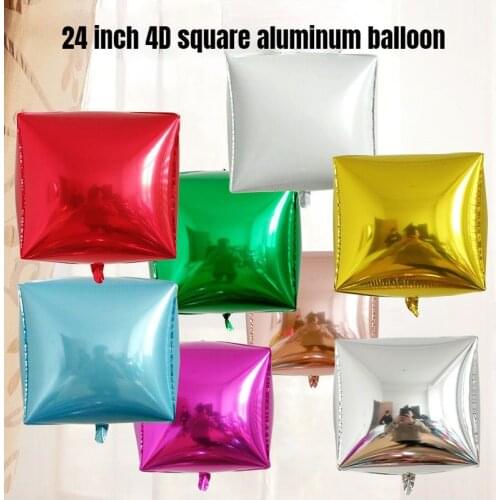 24 Inch 4D Square Aluminum Film Balloon Birthday Festival Rainbow Color Aluminum Foil Balloon