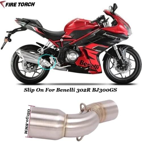 Slip On For Benelli 302R BJ300GS Motorcycle Exhaust Modified Stainless Steel Middle Link Pipe Connection 51mm Muffler