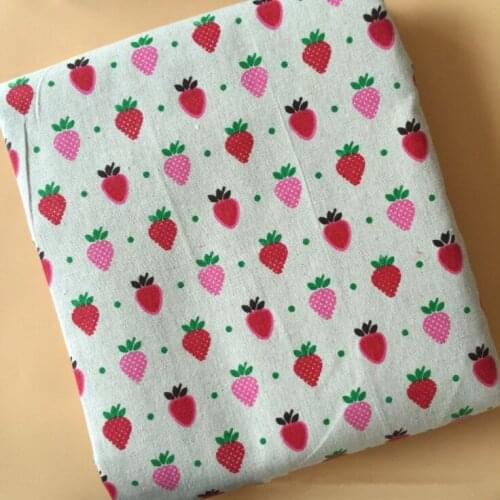 Strawberry Printed Canvas Fabric Cotton linen Patchwork Fabric Sewing Home Textile Fabric Fruit Printed Series Width 150cm