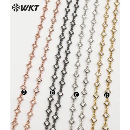 WT-BC117 Dainty Gorgeous Handmake Chain For Women DIY Jewelry Cubic Zirconia Beads sell by meter prong setting CZ chain