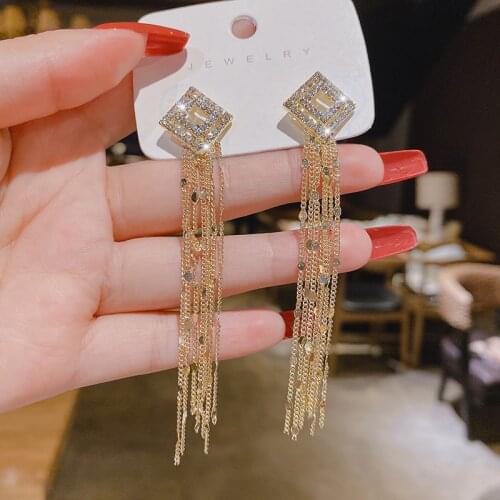 The Latest Long Super Fairy Tassel Earrings Fashion Exquisite Luxury Jewelry Korean Style Air Earrings Women Fashion 2021