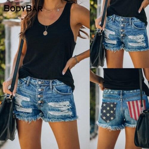 America Flag Print Denim Shorts Casual Ripped Beach Short 2021 American Independence Day Streetwear For Women Fashion Jeans Pant