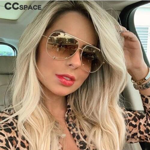 Lady Pilot Sunglasses Metal Frame Gradient Women Shades Gold Black Brand Glasses Designer UV400