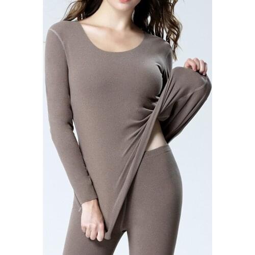 Women Thermal Underwear 2021 Hot Plus Fat 5Xl Autumn And Winter Double-Faced Fleece Underwear Suit Long-Sleeved Bottoming Shirt