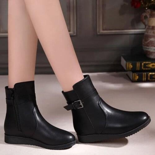 Winter Plus Velvet Women Snow Boots Black All-match High-top Flat-bottomed Lady Mid-top Boots Outdoor Fashion Zipper Cotton Boot