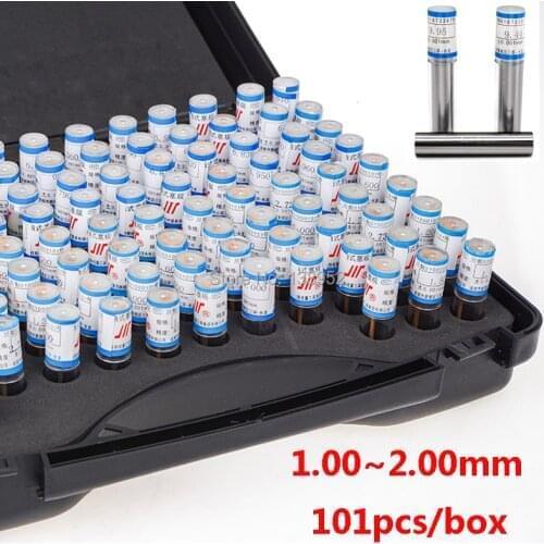 1.00~2.00mm Precision Steel Pin Gauge 1-2mm step 0.01mm Smooth Plug Gauge Hole Gauge set pin Measuring Tool,101pcs/lot