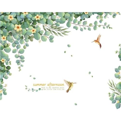 1 Sheet Multicolor Plant Pattern Wall Sticker Self-Adhesive Window Decal Universal For Home Office Removable PVC Wall Decorative