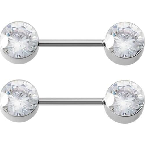 1 Pair Nipple Barbell Nipple Piercing Rings 14g Colorful Zircon CZ Nipple Ring Surgical Steel Body Piercing Jewelry for Women