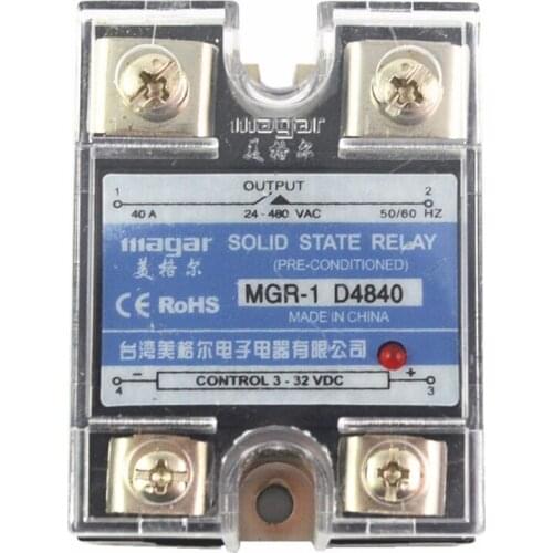 1Pcs Solid State Relay MGR-40A DA DC-AC input 3-32VDC output 24-480VAC Control
