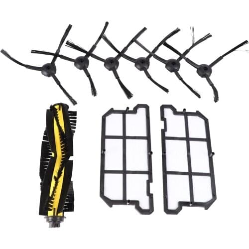 1 x Main Brush + 6 x Side Brush + 2 x Hepa Filter Dustproof for Ilife V7 V7S V7S Pro Robot Vacuum Cleaner Spare Parts Replacemen