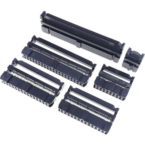 10 Pcs IDC Socket 2.54 MM Pitch 6 8 10 12 14 16 18 20 24 26 30 34 40 44 50 60 64 Pin Female 1.27 MM Ribbon Cable Connector