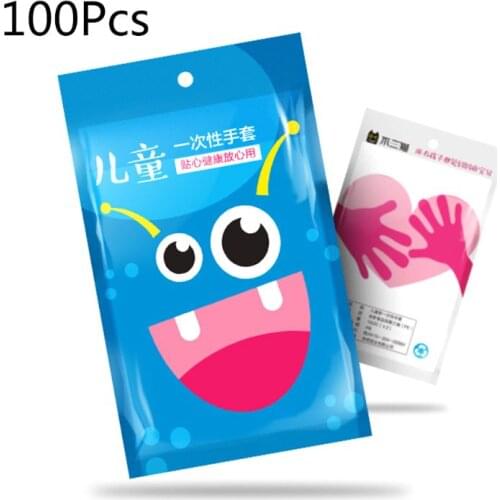 100pcs Transparent Disposable Gloves Dishwashing Kitchen Garden Children Kids Glove for Home Cleaning