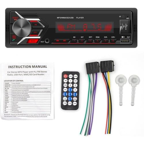 12V 1DIN Mp3 Player Car Bluetooth Car Stereo USB/TF Card/Aux-in/FM Radio Receiver With Remote Control Auto Accessories