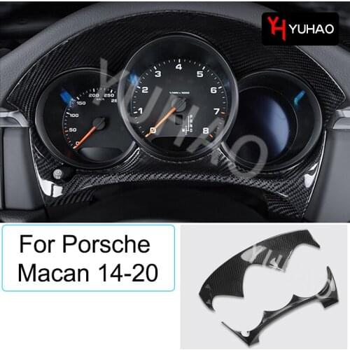 2 Pcs Car Central Control Dashboard Decorative Frame Carbon Fiber Sticker For Porsche 2014-2020 Macan Car Interior Accessories