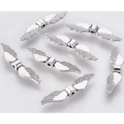 20pcs Tibetan Style Alloy Wing Beads Loose Spacer Beads Lead Free for Jewelry Making DYI Bracelet Necklace Craft Supplies