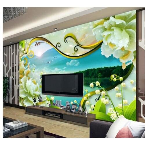 3d wall murals wallpaper Home Decoration Landscape jade carving TV backdrop classic wallpaper for walls