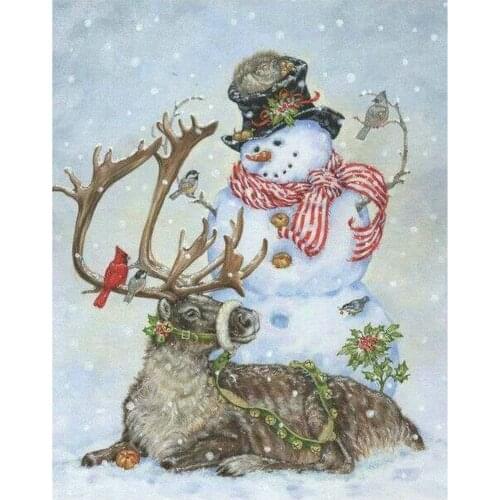 5D full drill diamond painting cross stitch snowman handmade diamond embroidery reindeer patterns 5d diy pictures of rhinestones