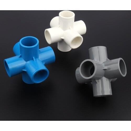 Free Shipping 1pc 32mm PVC Joints 6ways Stereo Aquarium Tank Tube Adapter Irrigation System Garden Water Connectors Pipe fitting