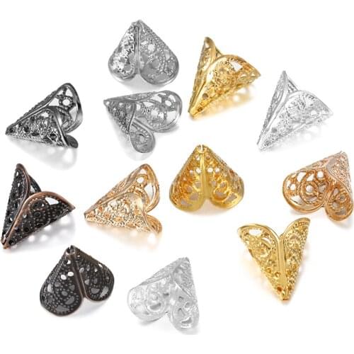50pcs 16x16mm Alloy Beads Cap Ancient Charms Flower Shape Pendant For Jewelry Making DIY Earring Necklace Supplies Wholesale