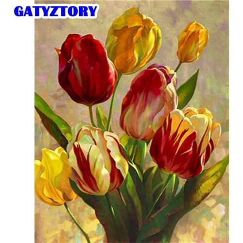 GATYZTORY 60x75cm Frameless Picture By Numbers Kits For Adults Hand Painted Yello Flower Painting By Number Wall Decor DIY Gift