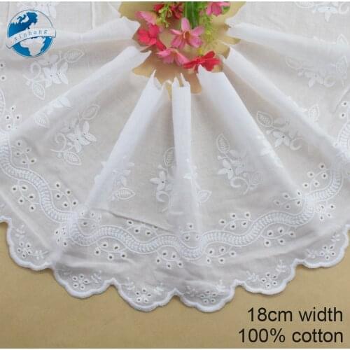 18cm width 100% Cotton embroid lace sewing ribbon guipure trim fabric warp knitting DIY Garment Accessories wedding lace#3388