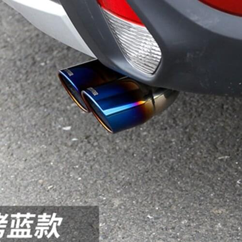 Car exhaust muffler stainless steel 1 to 2 double tube chrome modified rear tail throat For Mitsubishi Outlander 2013-2018
