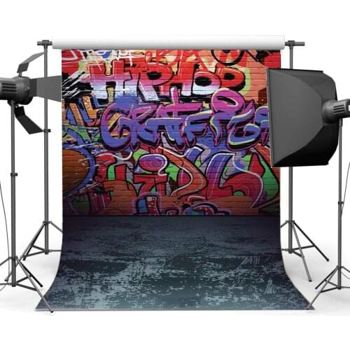 Graffiti Backdrop Hand Painted Artistic Pictures on Brick Wallpaper Gloomy Grunge Concrete Floor BACKDROP