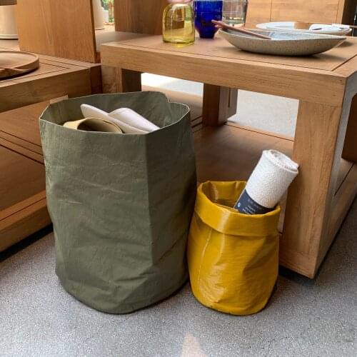 Leather Table Floor Storage Laundry Basket Simple Retro Bedside Sundries Storage Basket