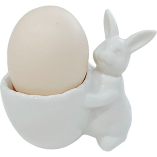 Creative Ceramic Tableware Rabbit Shape Cup Holder Egg Tool Steam Rack Mold Kitchen Accessories Easter Gift