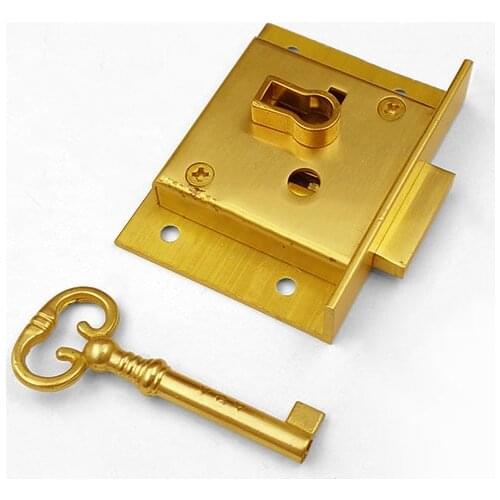 Brass Drawer Door Lock Chinese Style Wooden Case Locks with Keys Square Shape Cabinet Lock Furniture Hardware