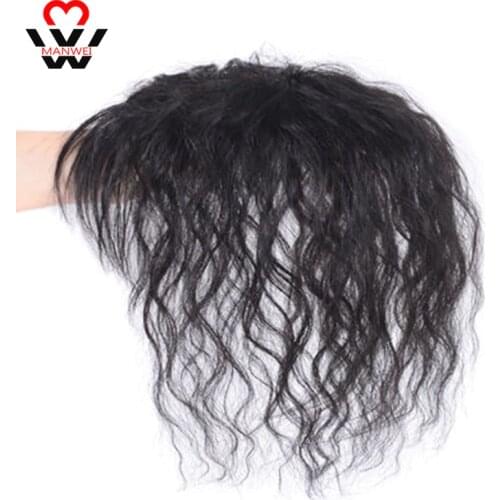 MANWEI Women Wig Brown Black Natural Hair Topping Hair Extension Covering Hair Loss Curly Hair Fluffy Natural