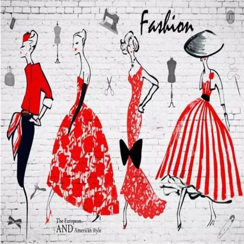 Fashion hand-painted beauty clothing store background high-grade wall cloth manufacturers wholesale wallpaper mural photo wall
