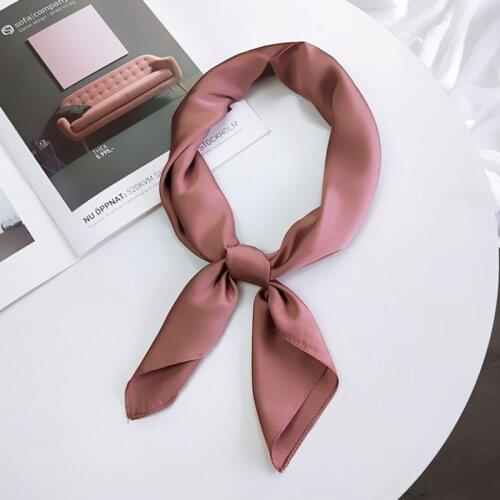 MoriBty 70cm Solid Women Silk Square Scarf Bandanas Foulard Femme Luxury Handkerchief Neck Ties Wraps Spring-Summer Hair Ribbon