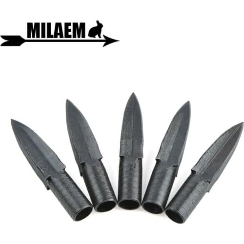 6/12pcs Archery Traditional Arrowheads Steel Tips Broadhead 8mm Arrows Shaft Bow Hunting Shooting Accessories