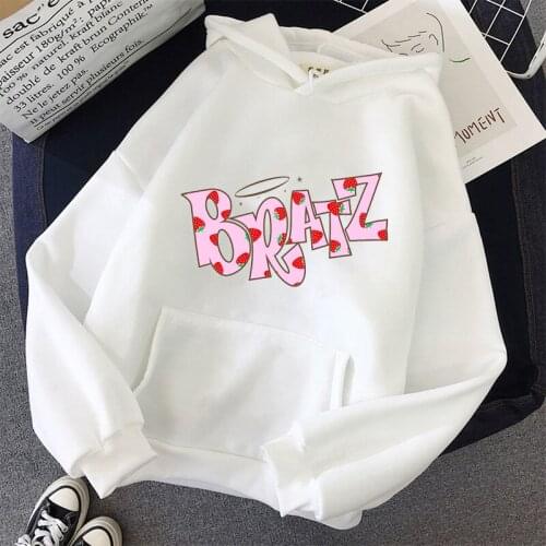 Newly femme hoodies cute bratz strawberry letter print camiseta mujer winter hoodie costume Harajuku kawaii womens hoodies tops
