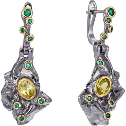 Fall Winter New Stone Age Collection Earrings for Women Ancient Look Olivine Green Zircon Unique Jewels