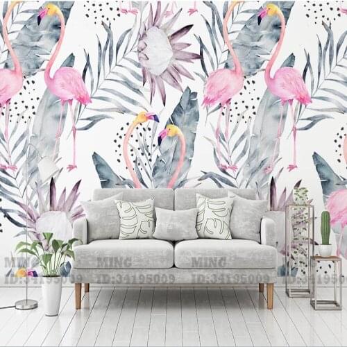 Custom mural wallpaper 3D Flamingo Nordic fashion living room bedroom wallpaper decorative painting