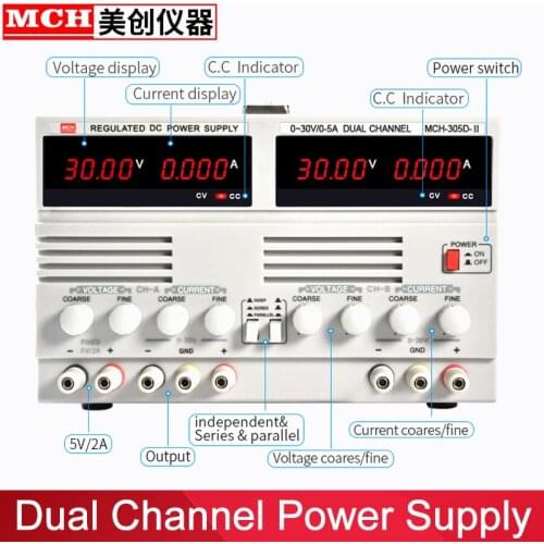 30V 2A 3A 5A Adjustable Dual Channel Linear DC Power Supply Benchtop Supply 2 Channel DC Regulated Power Supply Unit