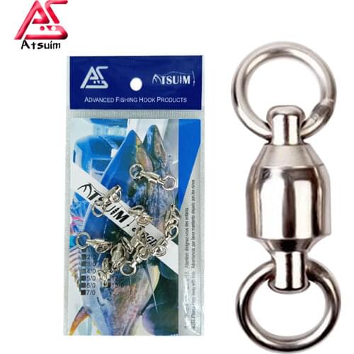 Atsuim10pcs Swivels 8-shaped Ring Connector Heavy Duty Ball Bearing Barrel Fishing Rolling Swivel Stainless Steel Connector