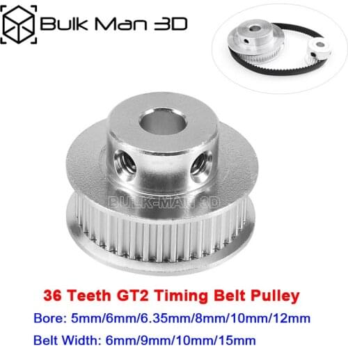 GT2 Timing Pulley 36 Teeth Aluminum Wheel Bore 5/6.35/8mm Synchronous Wheel for GT2 Belt Width 6mm 3D Printer Part