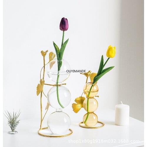 Glass Crystal Flower Vases Creativity Transparent Bubble Ball Tabletop Glass Vase Home Decoration Accessories Modern Flower Vase