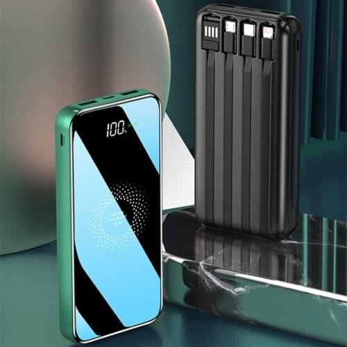 20000mAh Qi Wireless Charger Power Bank for iPhone 12 Pro Samsung S21 Xiaomi Mirror Screen Powerbank External Battery Power Bank