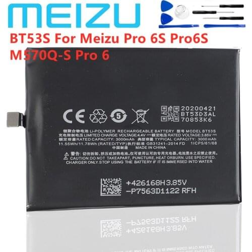 Meizu High Quality 100% Original Battery 3060mAh BT53 BT53S For Meizu Pro 6S Pro6S M570Q-S Pro 6 phone Batteries+Free tools
