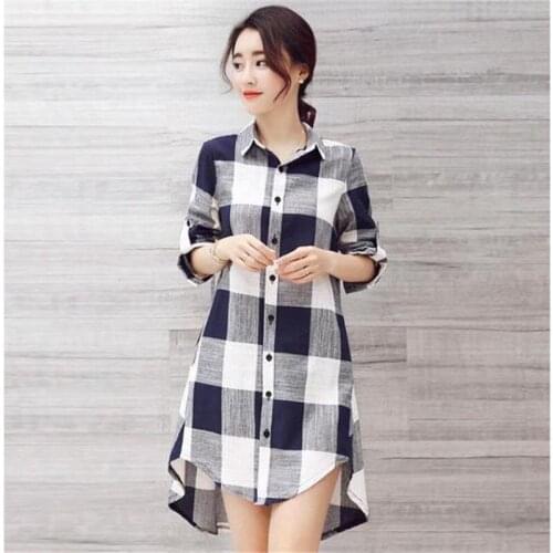 Cotton Spring Summer Women Blouses Temperament Shirts Lattice Polo-Neck Long Sleeve Loose Casual Tops Fashion Blusas MM0669